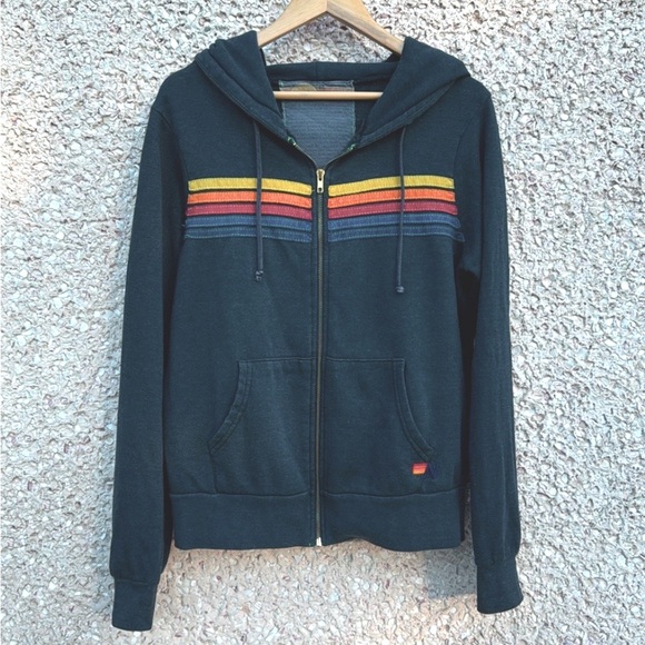 Aviator Nation Tops - Aviator Nation Five Stripe Full Zip Hoodie Charcoal